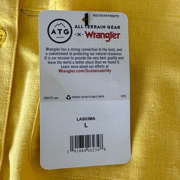 Wrangler All Terrain Gear Womens LARGE YELLOW Short Sleeve Button Up NWT SZ L - Picture 10 of 14